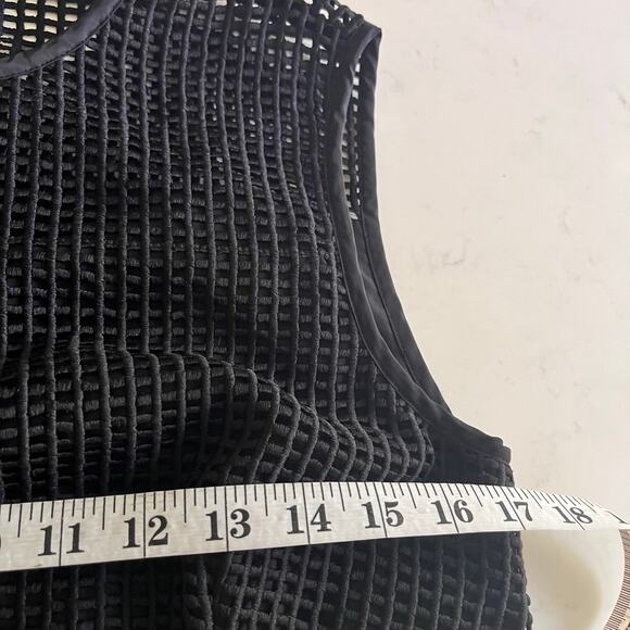 Orla Kiely Black Embroidered Grid Mesh Sleeveless Knee Length Dress Size 8 - Picture 10 of 12